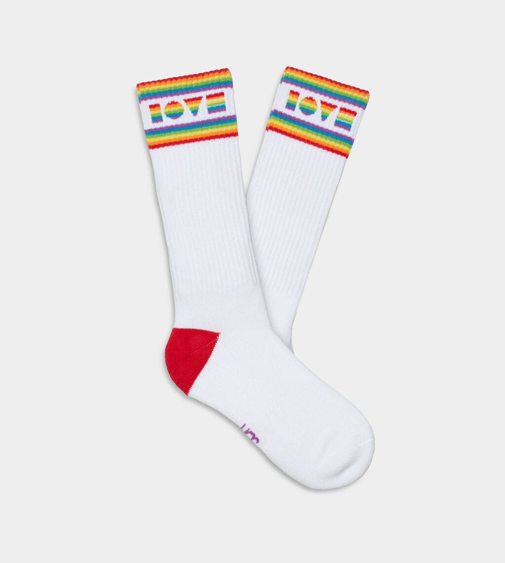 Ugg Pride Rib - Mens Socks - White - NZ (1528NLTYZ)